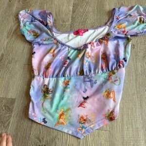 DOLLS KILL Winx Club Top Medium Fairy‎ Y2K Pastel Purple Crop Top